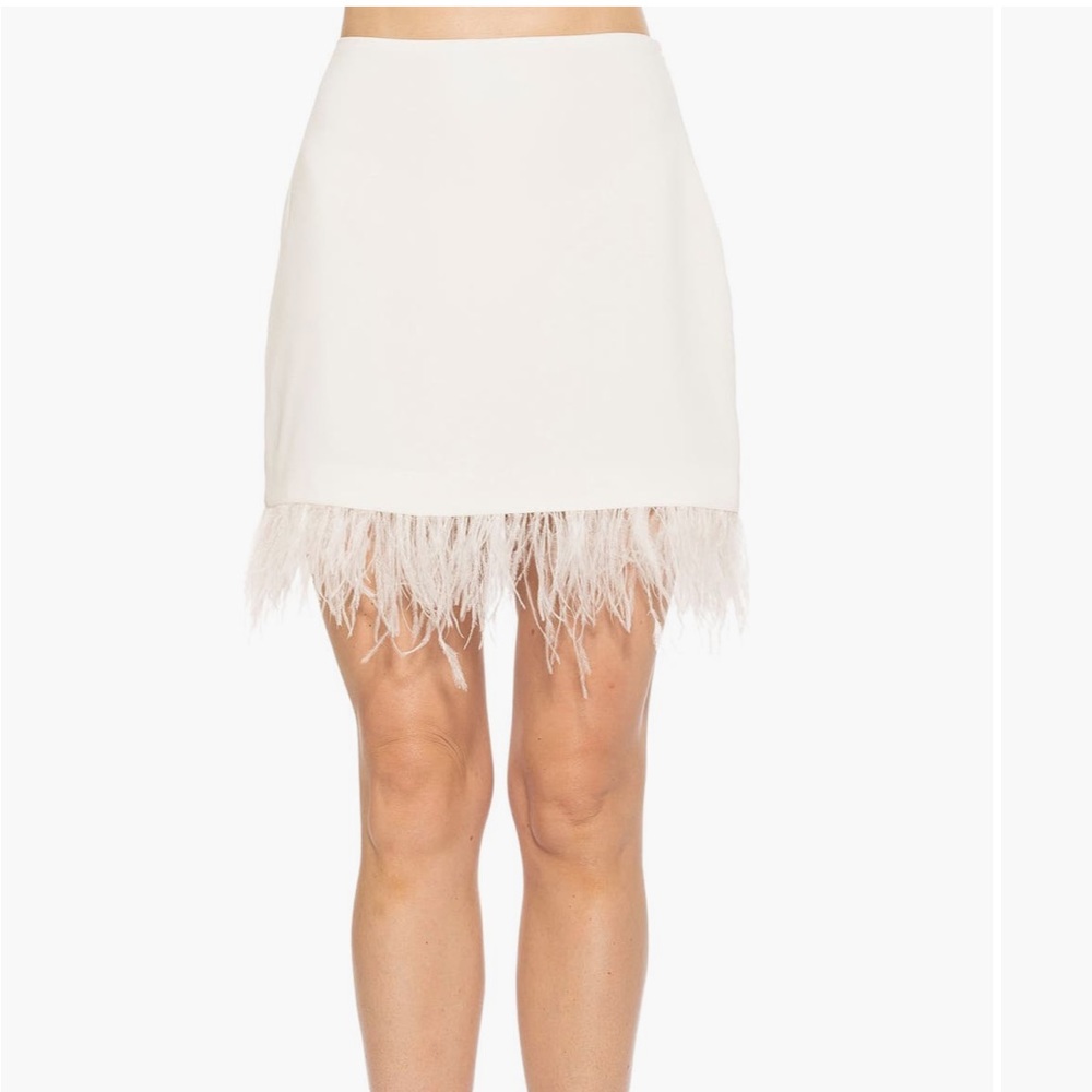 Alexia Admor Flora Feather Trim Miniskirt